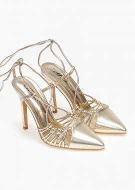 Lace up γόβες - Χρυσό