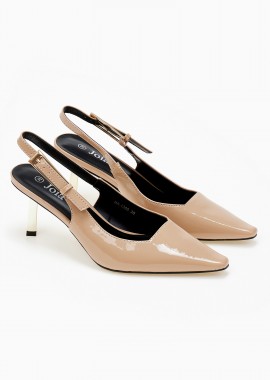 Slingback γόβες με χρυσό τακούνι - Nude