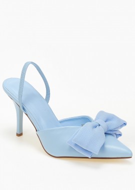 Slingback γόβες με διακοσμητικό φιόγκο - Γαλάζιο