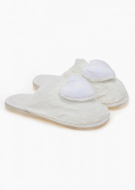 Γυναικείες παντόφλες καρδιά - Λευκό