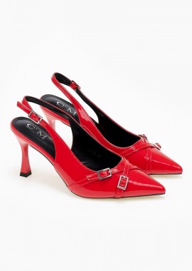 Issue - Μυτερές open heel γόβες με λουράκια - Κόκκινο