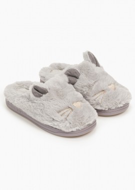 Παιδικές παντόφλες με σχέδιο γατούλα - Γκρι