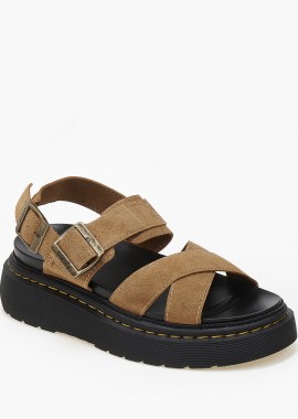 Issue - Σανδάλια flatform χιαστί με chunky σόλα - Κάμελ