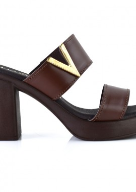 Harris - Δερμάτινo καφέ πέδιλο Harris 363-4335