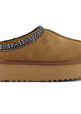 Δερμάτινη δίπατη ταμπά παντόφλα Kelara 41219