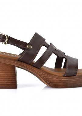 Harris - Δερμάτινo καφέ πέδιλο Harris 505-4326