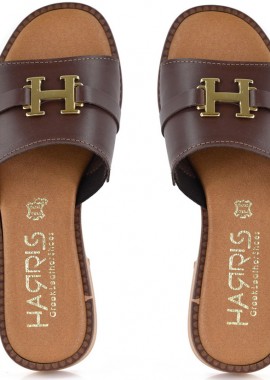 Harris - Δερμάτινο καφέ σανδάλι HARRIS 551-1084