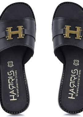 Δερμάτινο μαύρο σανδάλι HARRIS 551-1084