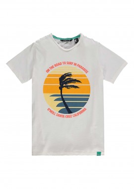 BOYS` LB PALM PRINT T-SHIRT ΑΣΠΡΟ