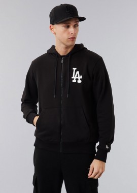 NEW ERA - LA DODGERS MLB LEAGUE ESSENTIAL FULL-ZIP HOODIE ΜΑΥΡΟ