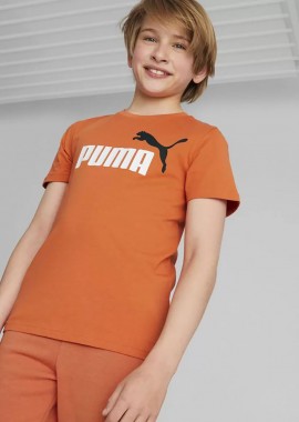 BOY'S PUMA ESSENTIALS+ TWO-TONE LOGO T-SHIRT ΠΟΡΤΟΚΑΛΙ