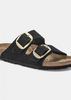 BIRKENSTOCK ARIZONA BIG BUCKLE NUBUCK LEATHER SANDALS - NARROW FIT ΜΑΥΡΟ