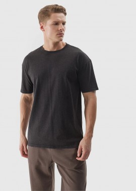 4F MEN'S OVERSIZED PLAIN T-SHIRT ΜΑΥΡΟ