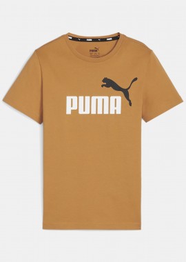 PUMA - BOY'S PUMA ESSENTIALS+ TWO-TONE LOGO T-SHIRT ΚΑΦΕ