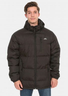 TRESPASS CLIP MENS HOODED PADDED CASUAL JACKET ΜΑΥΡΟ