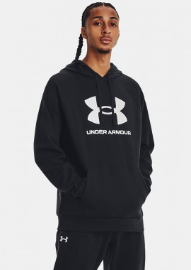 UNDER ARMOUR RIVAL FLEECE LOGO HOODIE ΜΑΥΡΟ