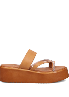 Ταμπά δερμάτινο flatform σανδάλι