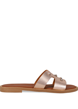 Ροζ χρυσό δερμάτινο σανδάλι