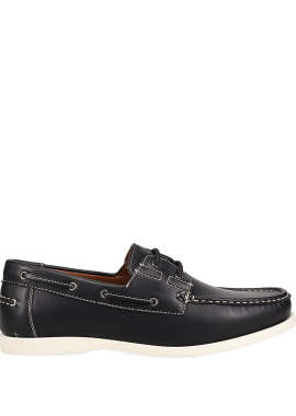 MIGATO - Μαύρο ανδρικό παπούτσι boat shoe