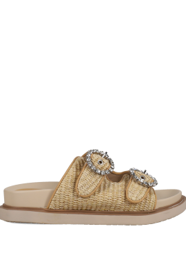 Μπεζ footbed σανδάλι