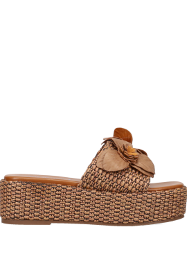 Καφέ flatform σανδάλι