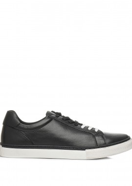 Ανδρικό μαύρο δερμάτινο sneaker