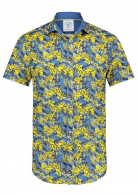 A FISH NAMED FRED Ανδρικό Πουκάμισο Shirt SS oleander blue/yellow - MULTI-24.03.080-MULTI