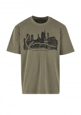 Karl Kani Skyline Washed Boxy Ανδρικό T-Shirt - Ξεβαμμένο Πράσινο-KM261-003-GREEN