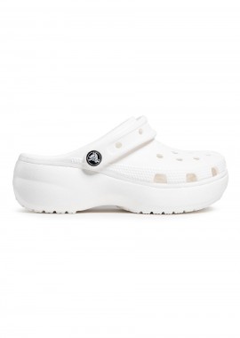 CROCS Γυναικείες Παντόφλες Classic Platform Clog W - Λευκό-206750-WHITE
