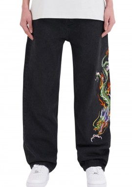 Ed Hardy Men\'s Crawling Dragon Jeans - Μαύρο-ED2715-BLACK