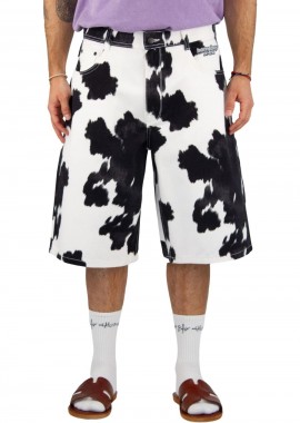 HOMEBOY Unisex Denim Βερμούδα Cow Print-01SH1090-BLACK