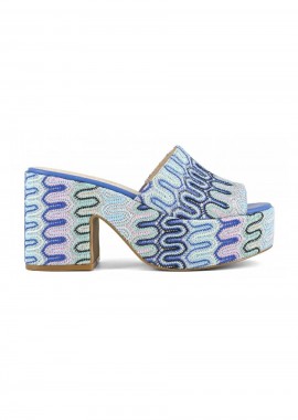 COLORS OF CALIFORNIA Mules PLATFORM SANDAL-ΜΠΛΕ ΜΕ ΓΚΛΙΤΕΡ -HC.MAIA01-BLUE