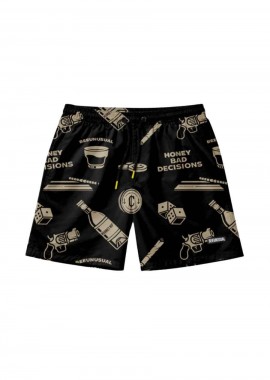 BEE UNUSUAL Ανδρικό Μαγιό Bad Decisions Swim Shorts - Μαύρο-BS-263203-MULTI