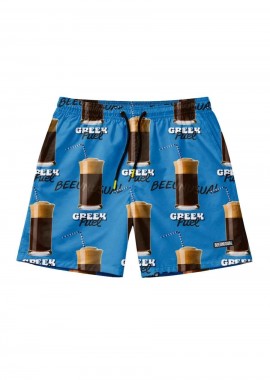 BEE UNUSUAL Ανδρικό Μαγιό Greek Fuel Swim Shorts - Μπλε-BS-263207-BLUE