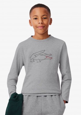 LACOSTE - Lacoste παιδική μακρυμάνικη μπλούζα με graphic logo - TJ2539-00 Γκρι