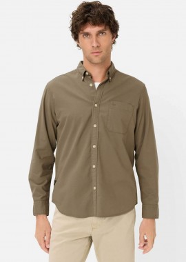 CAMEL ACTIVE - Camel Active ανδρικό πουκάμισο button down με τσέπη και monogram Regular Fit - C261-409105-7S05 Λαδί