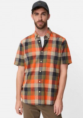 CAMEL ACTIVE - Camel Active ανδρικό κοντομάνικο πουκάμισο button down με τσέπη και κεντημένο monogram Regular Fit - C261-409261-7S61 Πορτοκαλί
