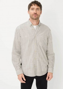 CAMEL ACTIVE - Camel Active ανδρικό πουκάμισο button down με ριγέ σχέδιο και τσέπη με κεντημένο monogram Regular Fit - C261-409122-7S22 Λαδί