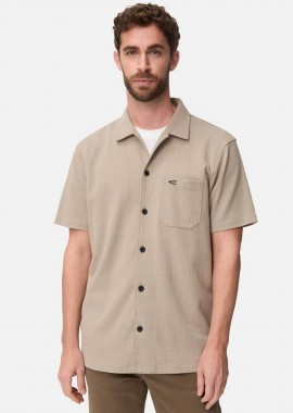 CAMEL ACTIVE - Camel Active ανδρικό κοντομάνικο πουκάμισο textured με τσέπη και κεντημένο monogram Regular Fit - C261-409251-7S51 Μπεζ