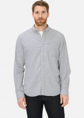 CAMEL ACTIVE - Camel Active ανδρικό πουκάμισο button down με ριγέ σχέδιο και τσέπη με κεντημένο monogram Regular Fit - C261-409117-7S17 Γκρι
