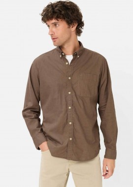 Camel Active ανδρικό πουκάμισο button down με τσέπη και κεντημένο monogram Regular Fit - C261-409116-7S16 Καφέ