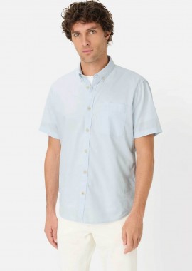 CAMEL ACTIVE - Camel Active ανδρικό κοντομάνικο πουκάμισο button down με τσέπη και κεντημένο monogram Regular Fit - C261-409256-7S56 Σιελ