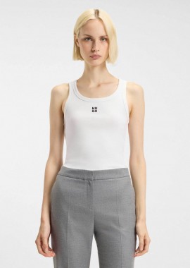 Hugo Boss γυναικείο αμάνικο τοπ μονόχρωμο με contrast logo print 