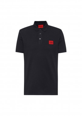 Hugo Boss ανδρική μπλούζα πόλο μονόχρωμη με λογότυπο 