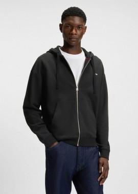 HUGO - Hugo Boss ανδρική ζακέτα φούτερ με κουκούλα Relaxed Fit - 50548651 Μαύρο