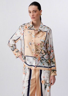 LIU JO - Liu Jo γυναικείo πουκάμισο με floral print Regular Fit - WA6357T2555 Λευκό