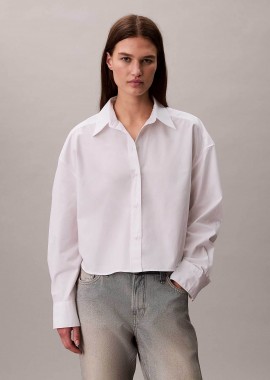 Calvin Klein γυναικείο πουκάμισο Relaxed Cropped - LV044E170G Λευκό
