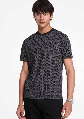 Michael Kors ανδρικό T-shirt με all-over monogram print Regular Fit - CS5529A5KS Μαύρο
