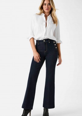 GUESS - Guess γυναικείο τζιν παντελόνι chino με διακοσμητικά κουμπία και logo patch