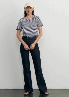 Maison Labiche γυναικείο κοντομάνικο πουλόβερ ribbed με ριγέ σχέδιο Slim Fit 